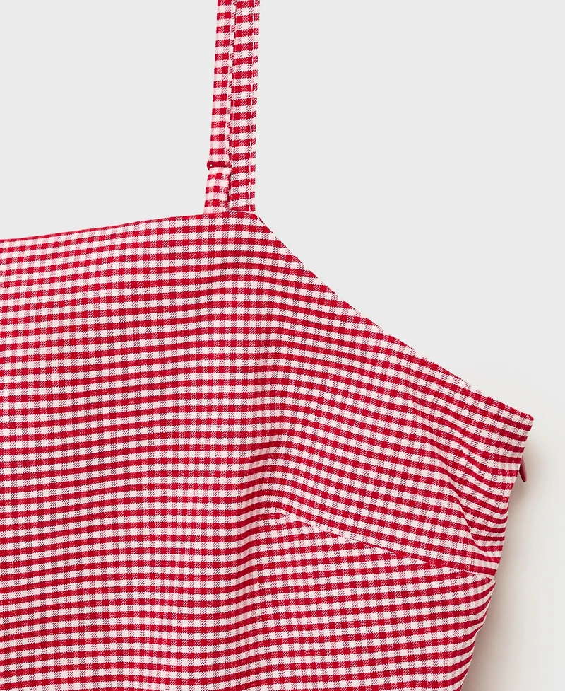Mango Women's Ruffled Gingham-Check Top