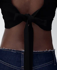 Mango Women's Back Bow Detail Crop Top