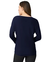 Melissa Paige Women's Boat-Neck Diamond-Knit Dolman-Sleeve Sweater