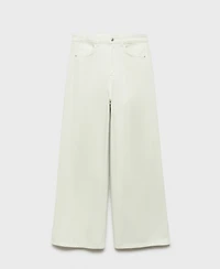 Mango Women's Wide Leg Mid-Rise Jeans