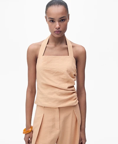 Mango Women's Gathered Detail Lyocell Top