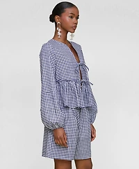 Avec Les Filles Women's Linen-Blend Tie-Front Blouse