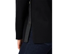 Melissa Paige Women's Contrast-Trim Side-Button Tunic Sweater