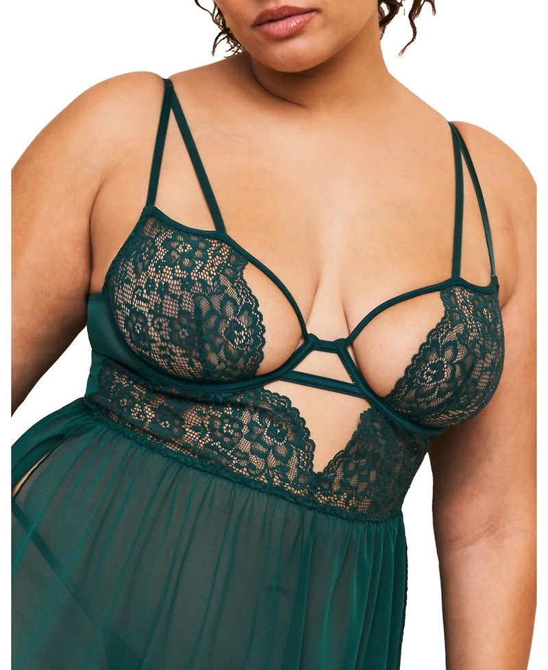 Adore Me Rae Women's Plus-Size Unlined Babydoll & G-String Set Lingerie