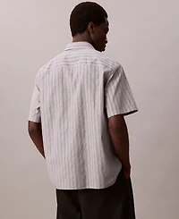 Calvin Klein Men's Cotton Striped Textured Short-Sleeve Shirt