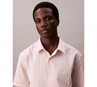 Calvin Klein Men's Cotton Striped Textured Short-Sleeve Shirt