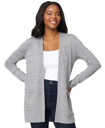 Melissa Paige Women's Ribbed Open-Front Long Cardigan