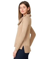 Melissa Paige Women's Chevron-Trimmed Cowl-Neck Sweater