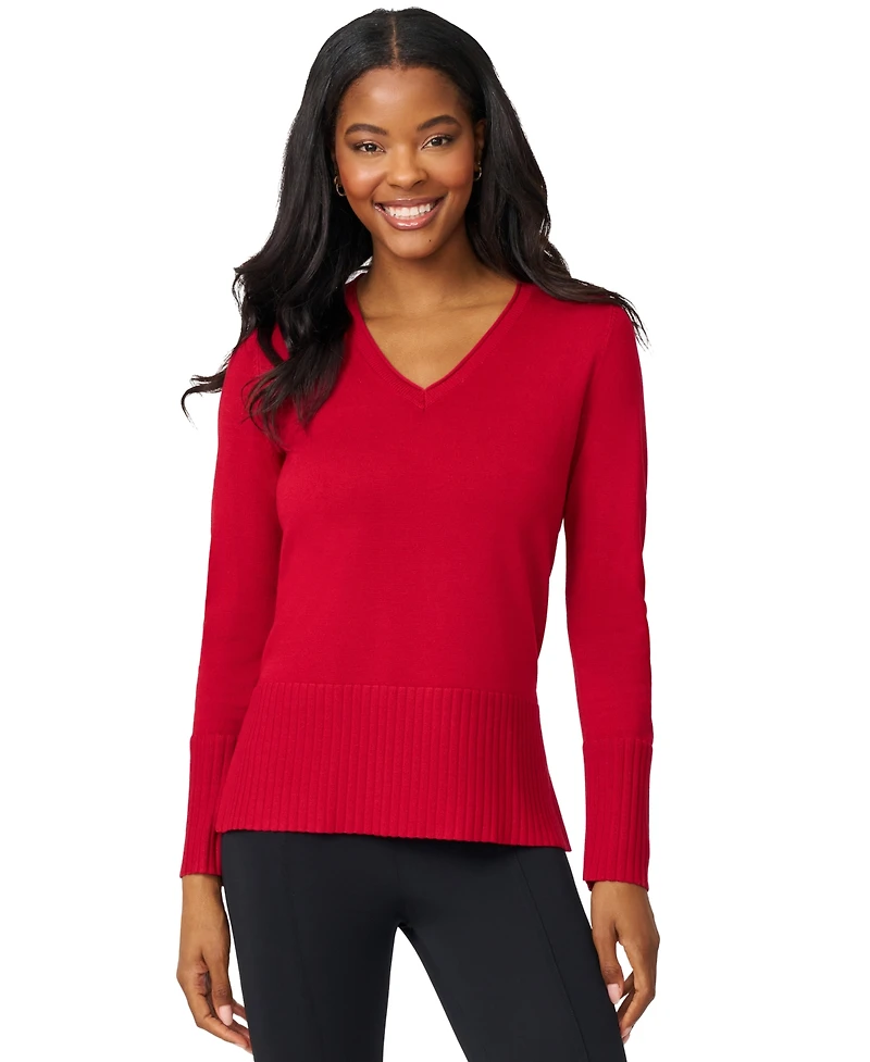 Melissa Paige Women's V-Neck Wide-Hem Wide-Cuff Sweater