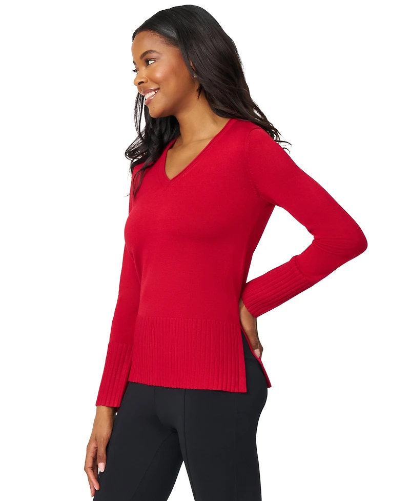 Melissa Paige Women's V-Neck Wide-Hem Wide-Cuff Sweater
