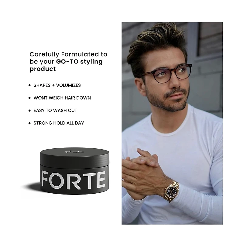 Forte Series Strong Hold Molding Paste – Matte Finish Hair Styling Cream with Biotin & Castor Oil, 2.5 Oz