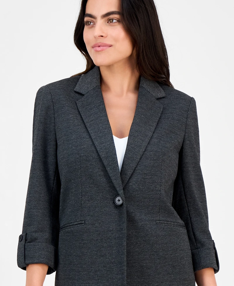 Ak Anne Klein Petite Notch-Collar One-Button Blazer