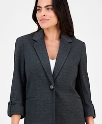 Ak Anne Klein Petite Notch-Collar One-Button Blazer