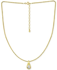 Giani Bernini Cubic Zirconia Pear-Shaped Pendant Necklace in Sterling Silver, 16" + 2" extender, Exclusively at Macy's