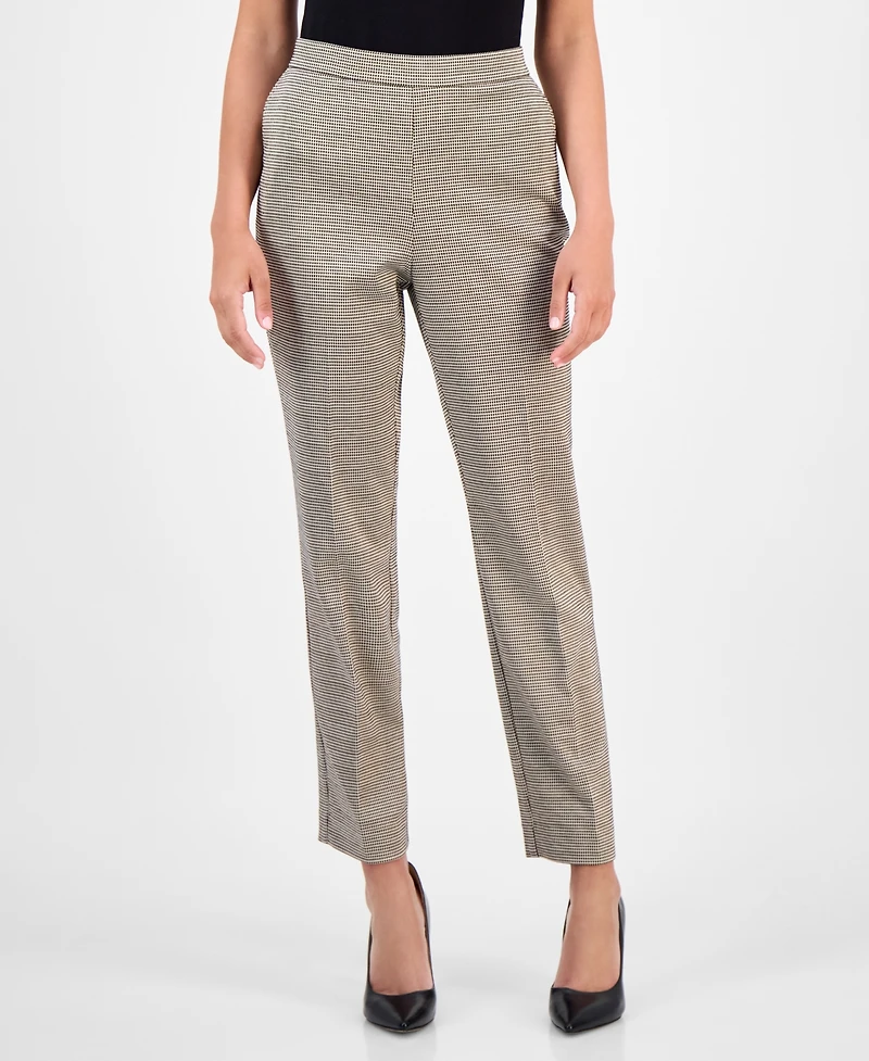 Ak Anne Klein Petite Printed Mid-Rise Straight-Leg Pants