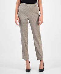 Ak Anne Klein Petite Printed Mid-Rise Straight-Leg Pants