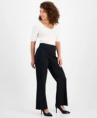 Anne Klein Petite Dot-Print Pull-On Ponte Pants