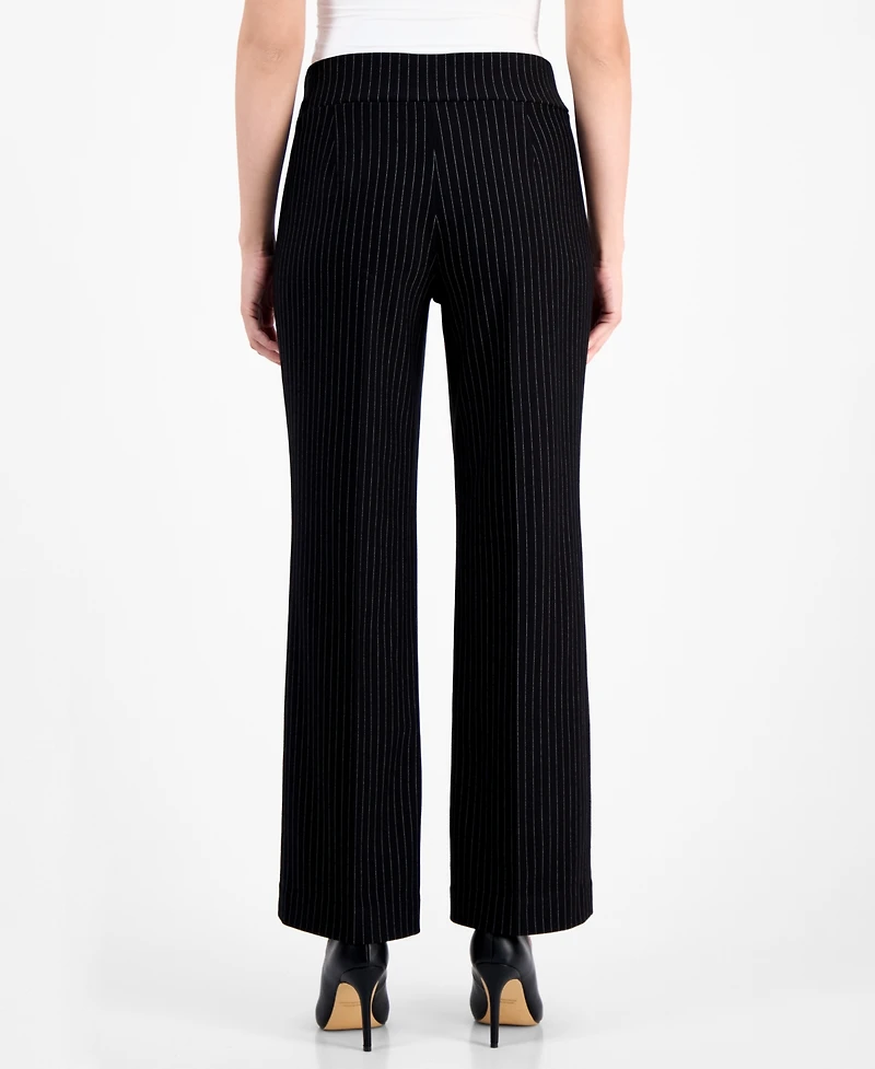 Anne Klein Petite Ponte Pinstripe Mid-Rise Pull-On Pants