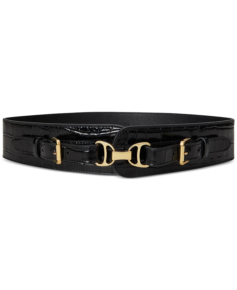 Lauren Ralph Lauren Women's Equestrian Croc-Embossed Leather Belt