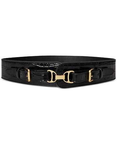 Lauren Ralph Lauren Women's Equestrian Croc-Embossed Leather Belt
