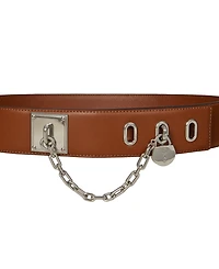 Lauren Ralph Chain Padlock Wide Leather Belt