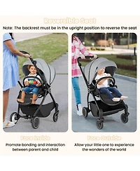 Costway Baby Stroller Foldable Infant Pram Stroller with Reclining Backrest Handle