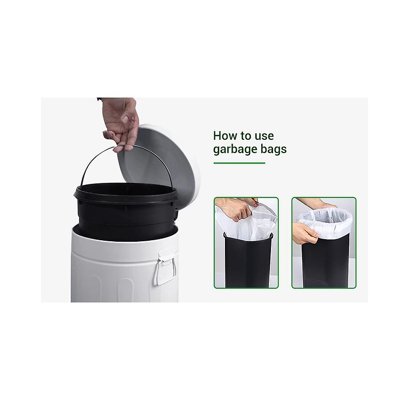 3.2 Gal./12-Liter and 0.8 Gal./3 Liter Old Time Style Round White Metal Step-on Trash Can Set