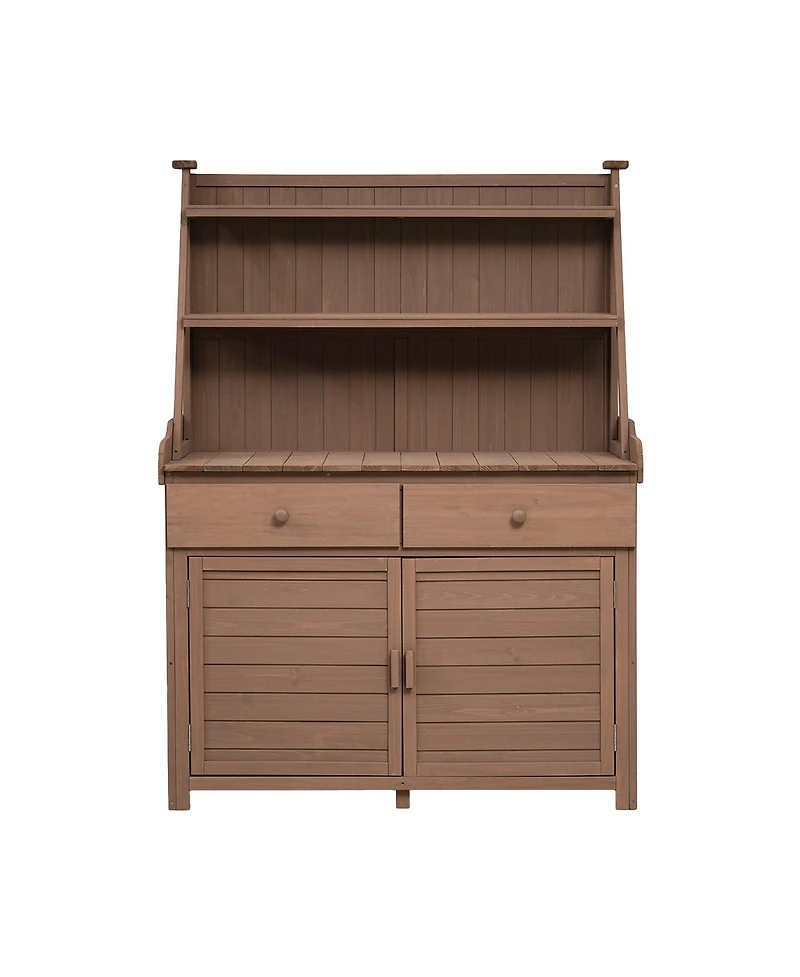 Mondawe 65 Inch Fir Wood Potting Bench with Drawer and Cabinet Storage