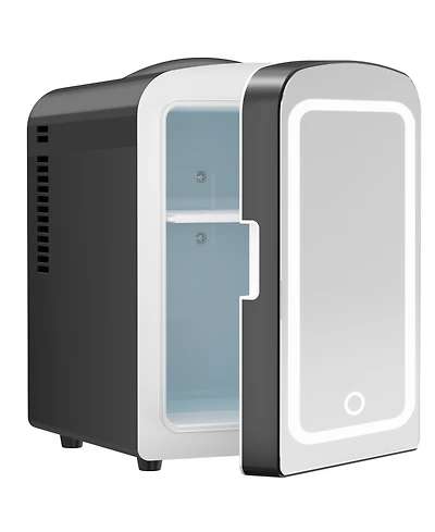 Cowsar Makeup Compact Refrigerator With Mirror, 4L Mini Fridge for Bedroom, Car, Office & Dorm, Portable Small Cooler for Cosmetics