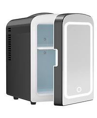 Cowsar Makeup Compact Refrigerator With Mirror, 4L Mini Fridge for Bedroom, Car, Office & Dorm, Portable Small Cooler for Cosmetics