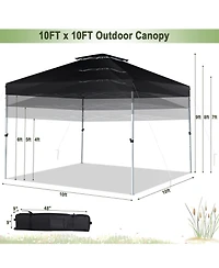 2-Tier 10 x 10 Feet Pop-up Canopy Tent with Wheeled Carry Bag