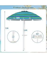 Gymax 6.5 Ft Beach Umbrella for Sand Heavy-Duty Sunshade Parasol w/ Sand Anchor