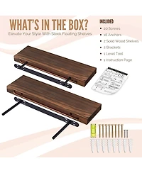 Sorbus 2 Pack 16" Solid Wood Floating Shelves - for Bathroom Decor, Books, Bedroom & Living Room