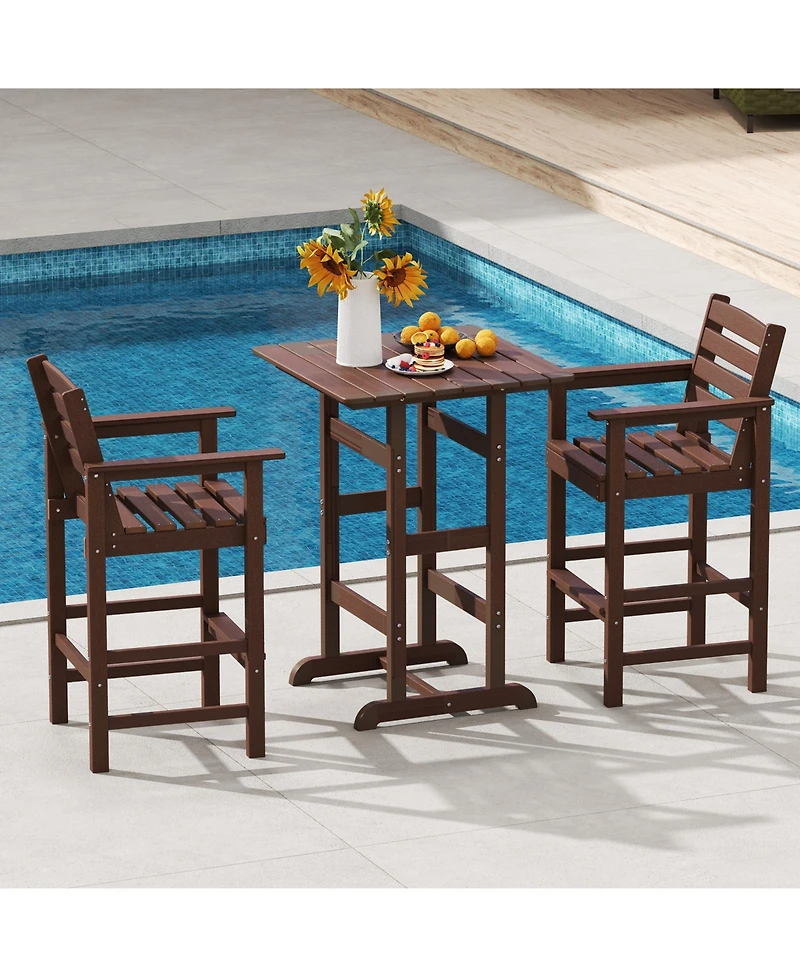 Slickblue Patio Hdpe Adirondack Bar Chairs Set of 2 with Wide Armrests