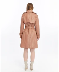 Furniq Uk Women's Leather Trench Coat
