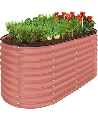 Best Choice Products 4x2x2ft Outdoor Raised Metal Oval Garden Bed, Planter Box for Vegetables, Flowers