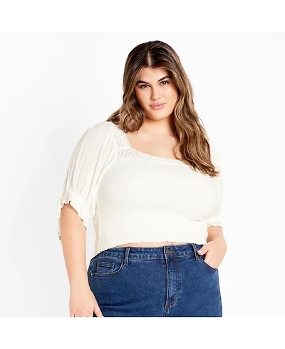 City Chic Plus Aurora Plain Top
