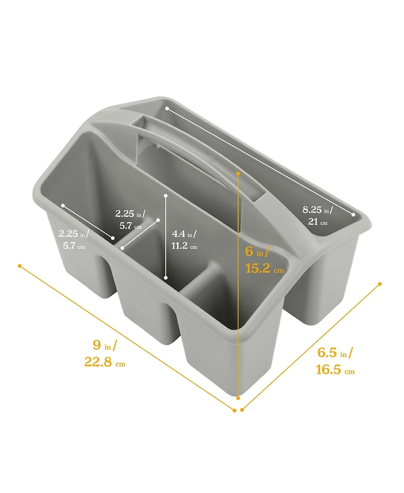 ECR4Kids 4-Compartment Small Caddy, Grey, 6-Pack