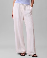 Calvin Klein Women's Multi-Stripe Textured Wide-Leg Pants
