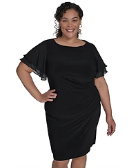 Jessica Howard Plus Flutter-Sleeve Shirred Dress