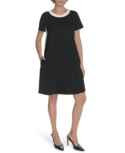 Tommy Hilfiger Women's Short-Sleeve Scuba Crepe Shift Dress