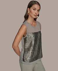 Donna Karan New York Women's Sleeveless Beaded Mesh Top