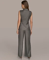 Donna Karan New York Women's Sleeveless Pinstripe Wrap Vest
