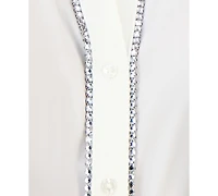 Jm Collection Women's Solid Embellished Button Blouse, Exclusively at Macy's