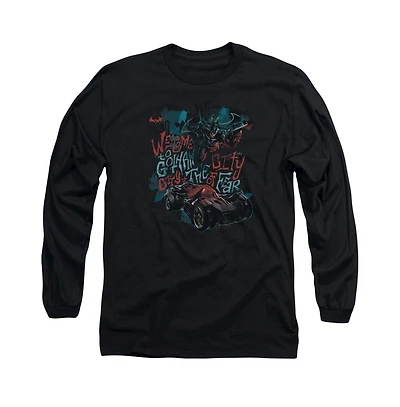 Batman Men's Arkham Knight City Of Fear Long Sleeve Adult Tee / T-Shirt