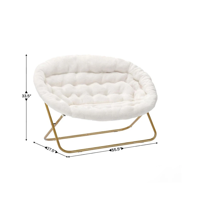 Janey Folding Double Saucer Chair With Steel Frame For Dorm, Living Room, Or Bedroom