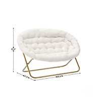 Janey Folding Double Saucer Chair With Steel Frame For Dorm, Living Room, Or Bedroom