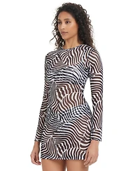 Bar Iii Women's Wild One Printed Mesh Dress Cover-Up, Macy's Exclusive