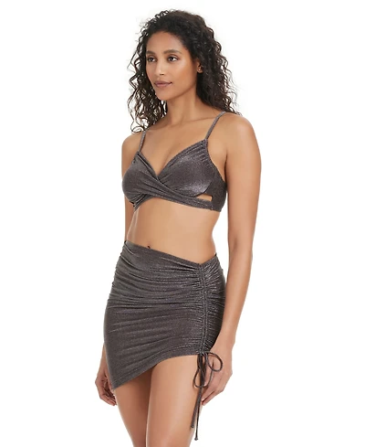 Bar Iii Women's Shimmer Core Ruched Skirt Cover-Up, Exclusively at Macy's