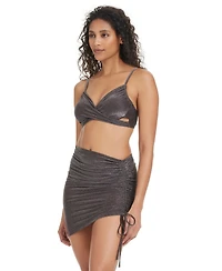 Bar Iii Women's Shimmer Core Ruched Skirt Cover-Up, Exclusively at Macy's